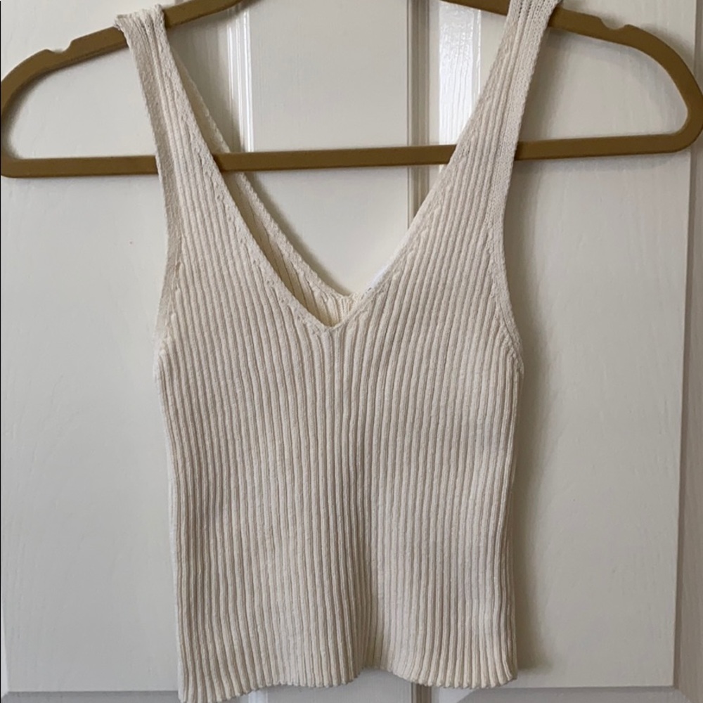 Ribbed Cream Tank Top